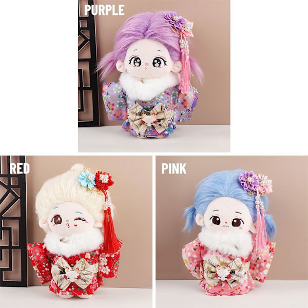 20cm Nukkevaatteet Kimono Yukata PURPURA Purple