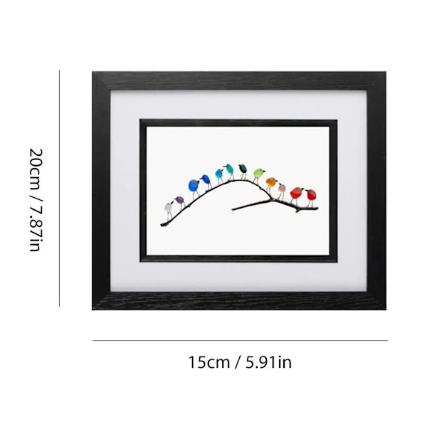 Merilasinen sateenkaaren lintuornamentti lasilintuhahmo 12 12 birds-Black frame
