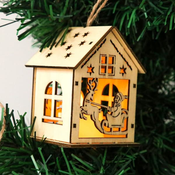 2 stk DIY Xmas træhus jule LED lys 2 2 2