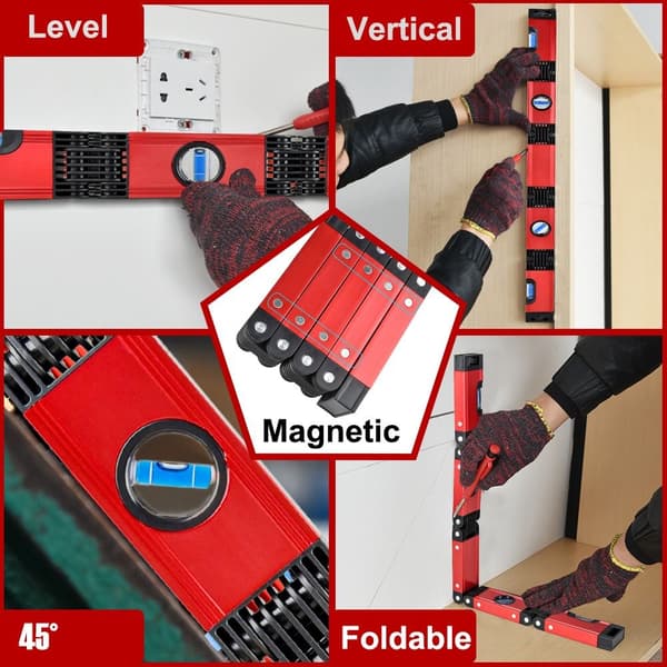 Multifunksjonelt sammenleggbart nivåmåleverktøy