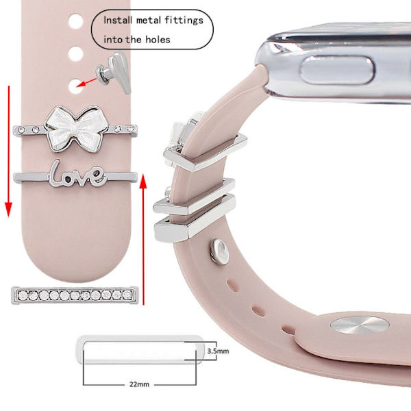 Watch Band Ornament Koristesormus KULTA SYDÄMEN MUOTOINEN gold heart-shaped-heart-shaped