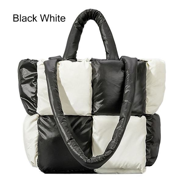 Puffertaske Quiltet mulepose til kvinder SORT HVID SORT HVID Black White