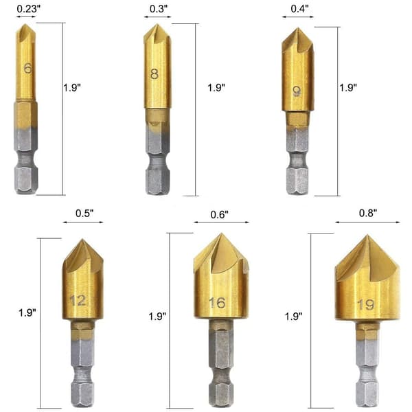 23-Pack Woodworking Chamfer Drilling Tool Set 8 STK Træprop