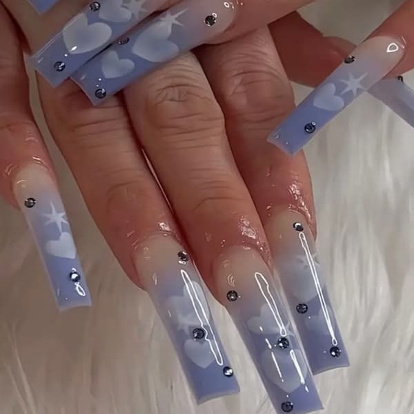 Fake Nails Long French 2 2 2