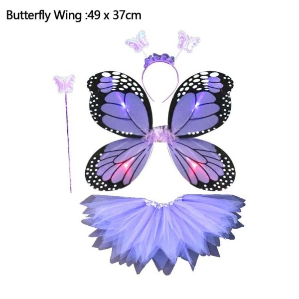 LED-lasten pukurekvisiitta Butterfly Wings -setit SININEN 4KPL/ SET Blue 4pcs/set-4pcs/set