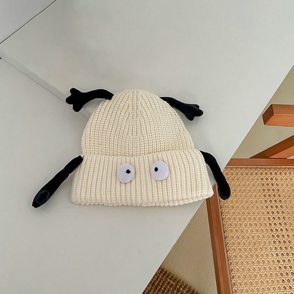 Børnemanchetstrik Beanie strikkehue Hat HVID white