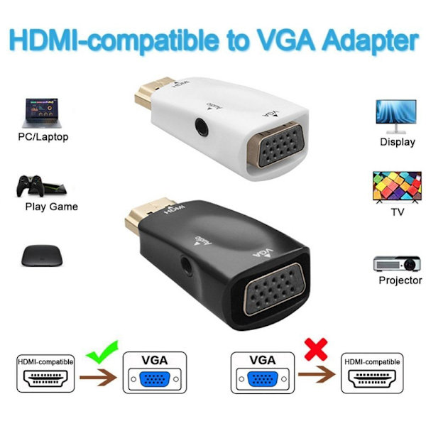 HDMI til VGA-adapter HDMI til VGA-konverter KVINNE TIL KVINNE female to female