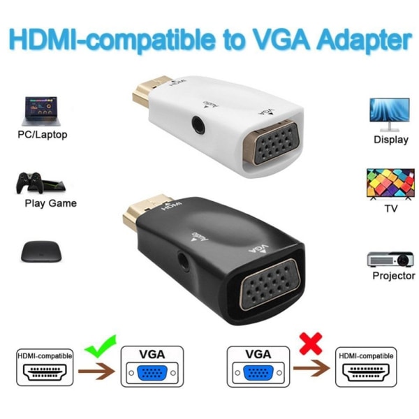 HDMI till VGA-adapter HDMI till VGA-omvandlare KVINNA TILL KVINNA female to female