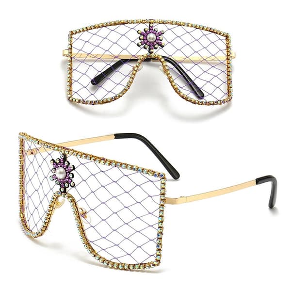 Rhinestone Mesh Glasögon Y2K Solglasögon C02 C02 C02