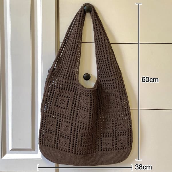 Skuldervesker Hekleveske BRUN brown