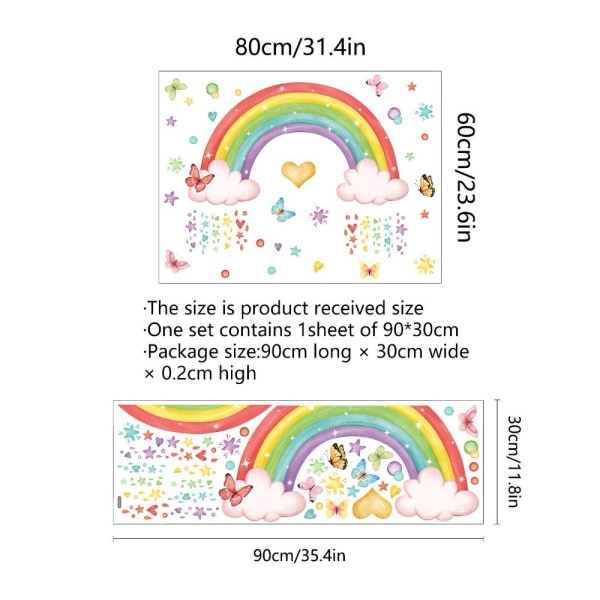 Rainbow Wall Decals Baby Room Wall Stickers Soveværelse Decals