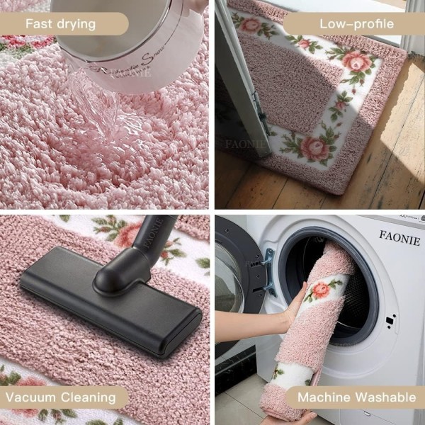 1 Stk Lyserødt Tæppe Blomstertæppe Badetæppe Pink 1 Pcs-1 Pcs