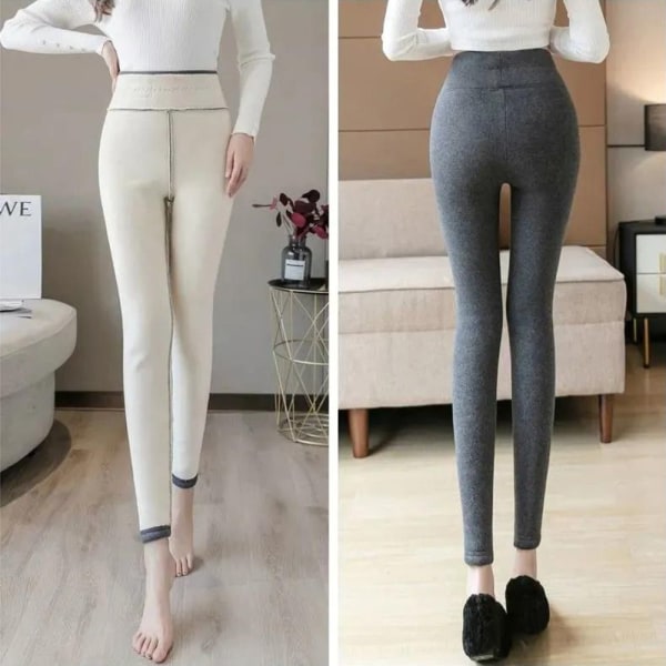 Fleecefodrade Leggings Vinter Leggings LJUSGRÅ XL Light Grey XL