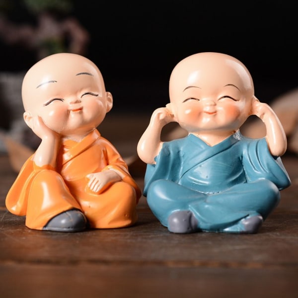 8 st Little Monk Resin Doll Ornaments Söt Monk Desktop 4 pcs