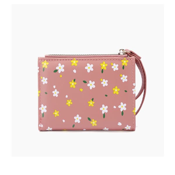 Blomstertrykt lommebok Solid Multi-Card Holder Veske ROSA pink