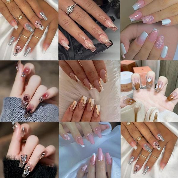 24 kpl Fake Nails pitkät ranskalaiset Z612 Z612 Z612