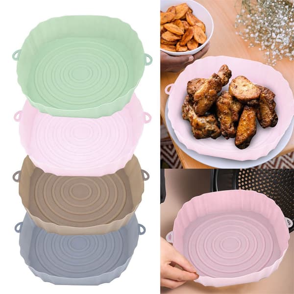 2X Silikon Gryta Air Fryer Bakform Rosa