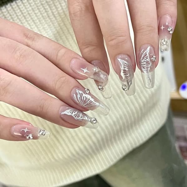 Fake Nails Long French 2 2 2