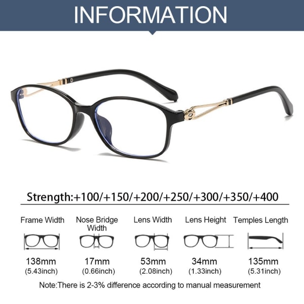 Læsebriller Ultra Light Stel SORT STYRKE 200 Black Strength 200