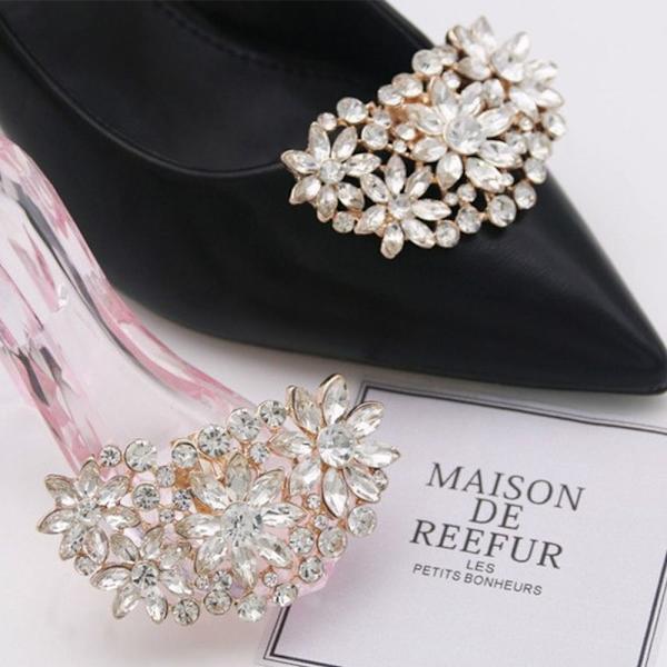Rhinestone Shoe Clip Shiny Dekorativ Clip SILVER Silver
