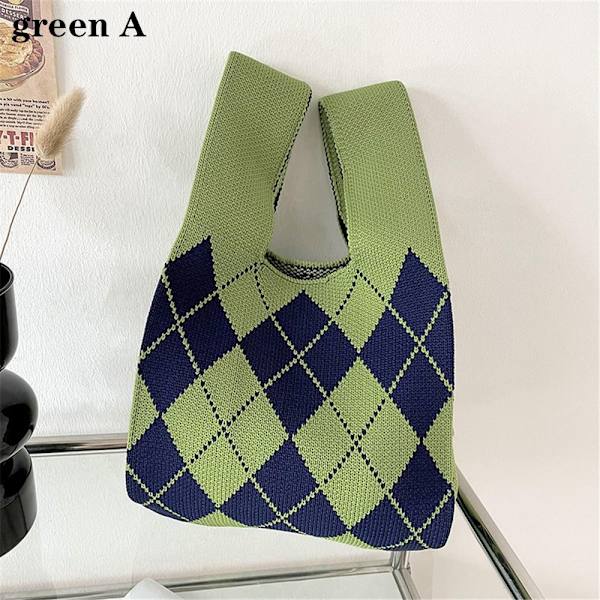Neulottu käsilaukku Knot rannelaukku VIHREÄ A A green A-A