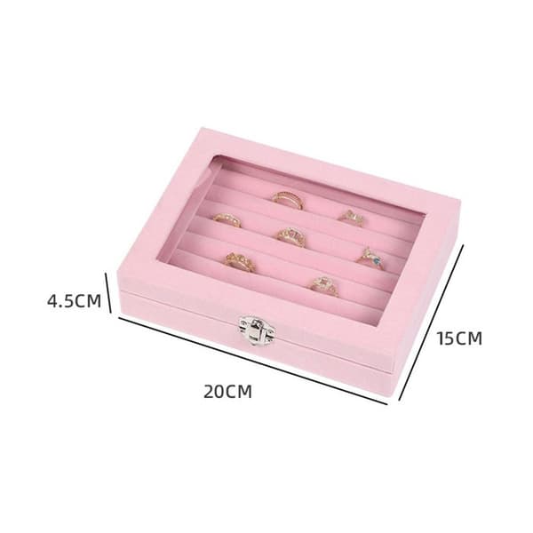 Sammet Ring Box Smycken Organizer ROSA pink
