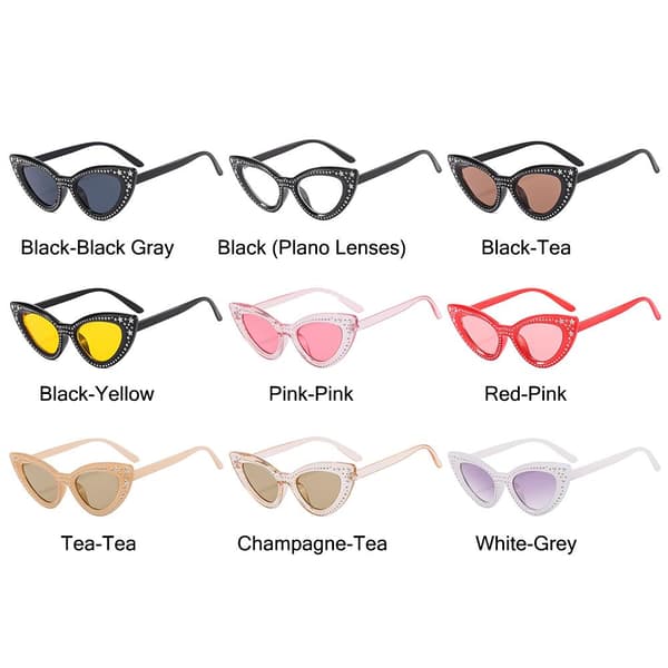 Cat Eye -aurinkolasit naisille Diamond-aurinkolasit MUSTA-TEA Black-Tea