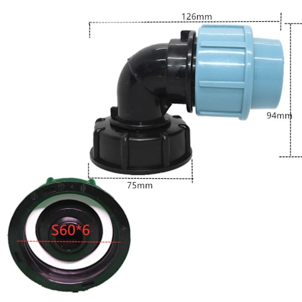 Tank Adapter Connector 32MMELBOW RØR ALBUERØR 32mmElbow Pipe