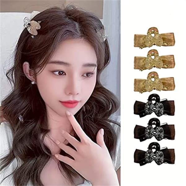 Rhinestone Butterfly Claw Clips Hårklør SORT Black