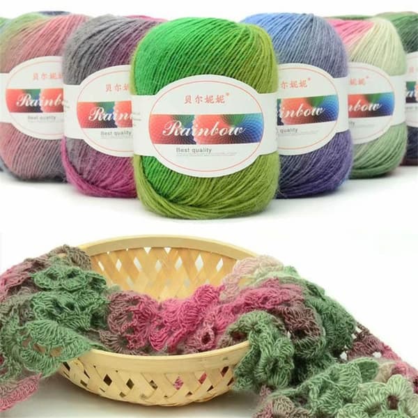 Alpacka Mohair Garn Bomullsgarn 2 SLUMPFÄRGER 2 SLUMPFÄRGER Random Color style2