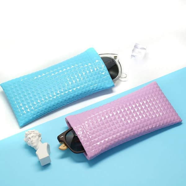 Pu Läder Solglasögon Case Glasögonfodral LJUSBLÅ light blue
