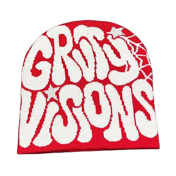 Knitting Cap Hat Pipo Bonnet PUNAINEN&VALKOINEN red&white