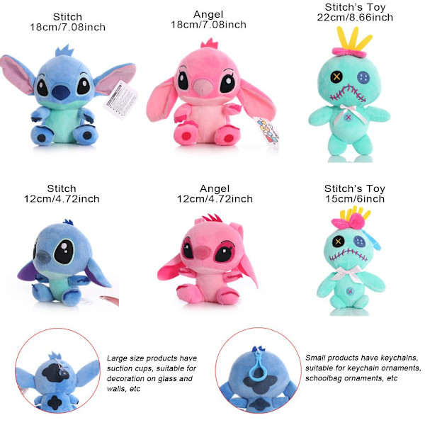 Lilo & Stitch Fyldt plyslegetøj Blød bomuldsdukke 12CM STITCH