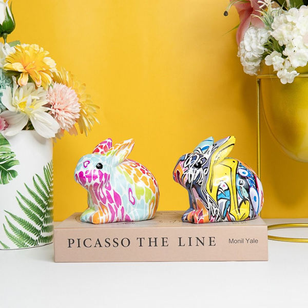 Graffiti Bunny Statue Kanin Crafts 5-LIGGENDE KANIN