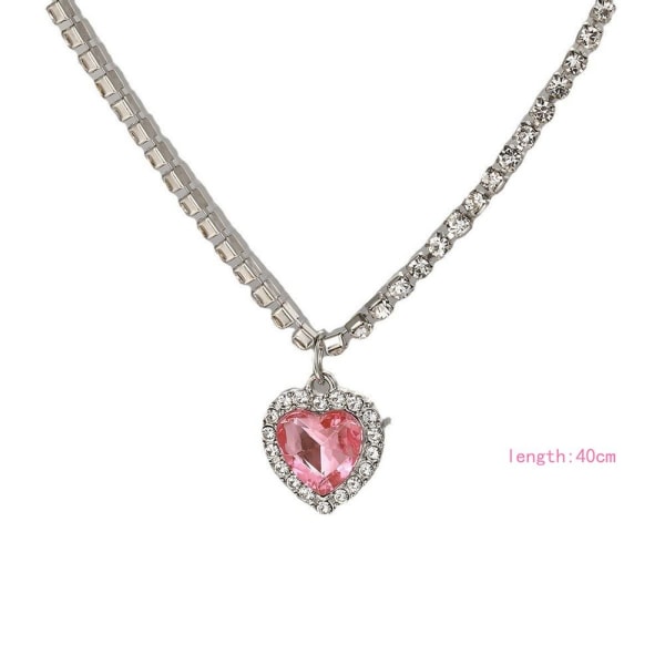 Y2K nyckelbenskedja Crystal Heart Halsband J J J