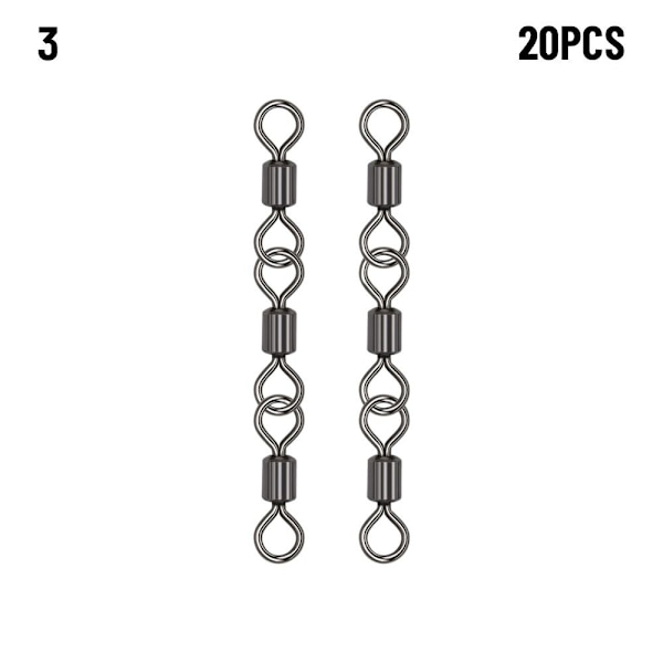 20 st Fishing Snap Connector med Pin Rolling Swivel 3 3 3