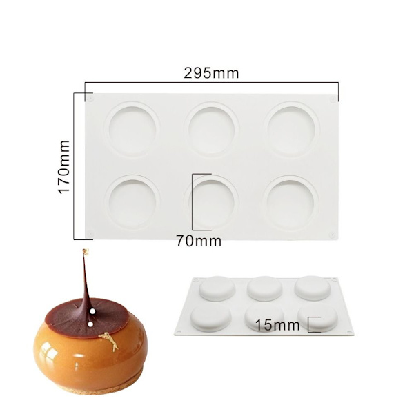 3D halvklot silikon form 6 CAVITY 6 CAVITY 6 Cavity