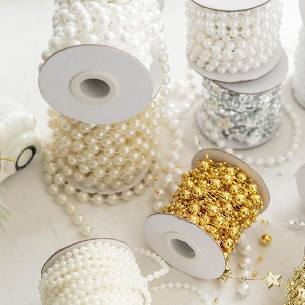 Artificial Pearls Beads Chain Bead String Garland GULL gold beads-10m-beads-10m