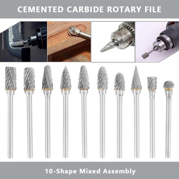 10 stk Elektrisk freser Slipehode Roterende Burr Carving 10Pcs