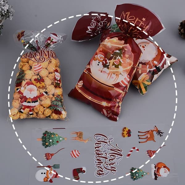 50st julgodispåsar Xmasförpackningspåsar Cookiepresentpåsar