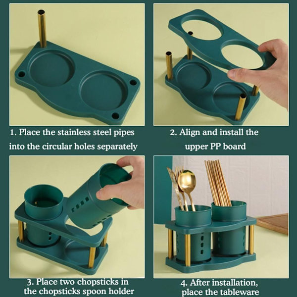 Bestick Organizer Förvaringshållare GRÖN SILVER SILVER green silver-silver