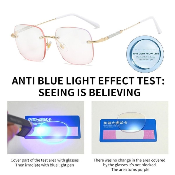 Anti-blåt lys læsebriller Firkantede briller GULD STYRKE Gold Strength 150