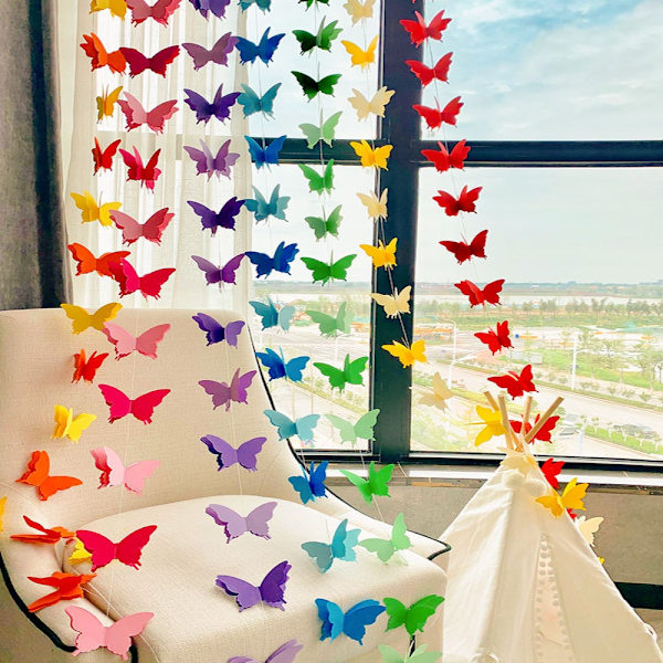 5kpl Butterfly Garland Riippuva lippu lippu PUNAINEN Red