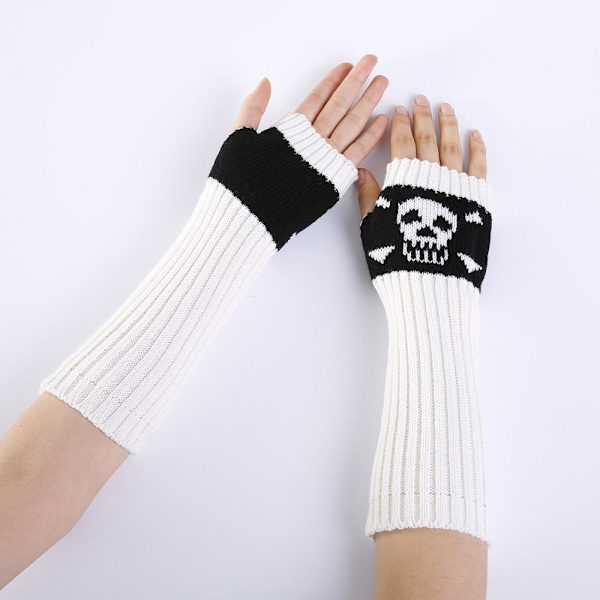 Långa handledshandskar Stickade fingerlösa handskar VIT white