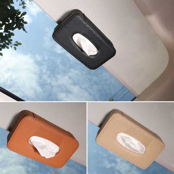 Car Tissue Box Tissue Holder BRUN STRAP-ON VERSION STRAP-ON Brown Strap-on version-Strap-on version