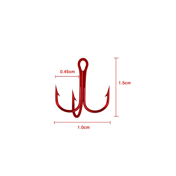 50 stk røde fiskekroge højkulstofstål 3 3 3