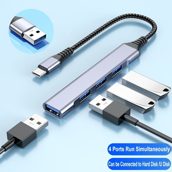 USB-C HUB Type-C -laajennustelakka USB-A USB-A USB-A