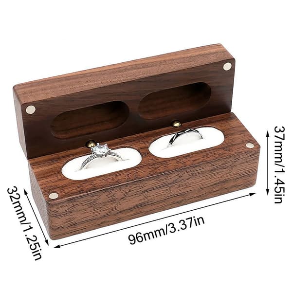 Valnöt Trä Ring Box Halsband Ring Örhänge Box RÖD Red