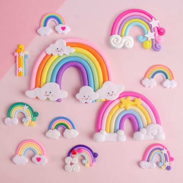 5 kpl Syntymäpäiväkakkukoristeita Rainbow Cake Toppers 3 3 3