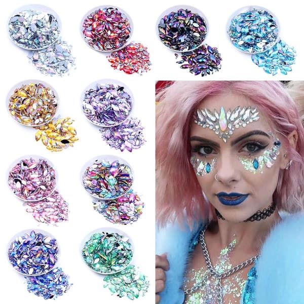 3x6 mm 1000 st Glitter Facetter Rhinestone Flatback Applique SILVER silver